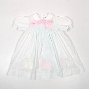 Vintage Fayette Dress Girls Size 3T Pale Pastel Bunny